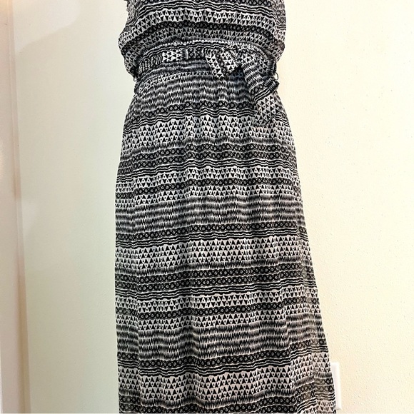 AMERICAN EAGLE OUTFITTERS Tie Graphic Stripe tiered Crepe Maxi Sundress boho S - Picture 5 of 11
